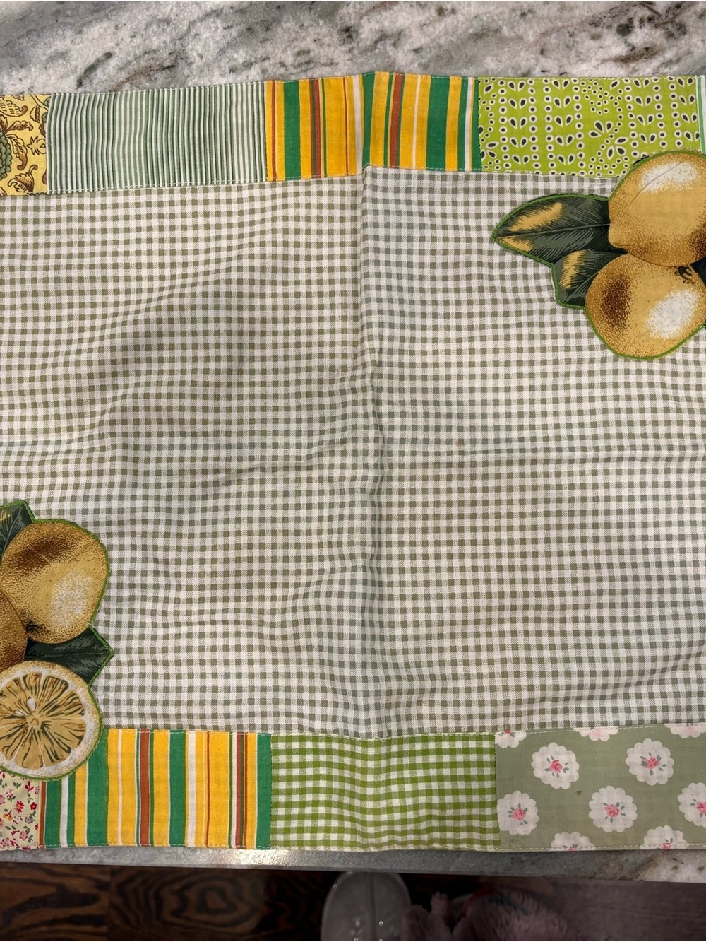 Kitchen Lemon Handmade in Italy Cotton Placemats or Tea Towel- Green & Yellow